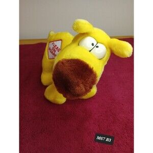 Vtg 1989 Plush 24k Mother Goose And Grimm Yellow Dog Grimmy Fleas on Board 8" in